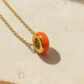 Elegante minimalistische goudkleurige ketting met helder oranje ring hanger voor dames - Oranje