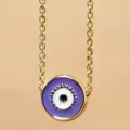 Lila Böser Blick Anhänger Halskette Goldkette Glücksbringer Modeschmuck Accessoire - Dunkellila