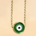 Vergoldete grüne böser Blick Anhänger Halskette Glücksbringer modischer Damenschmuck - Grün