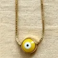 Gold evil eye pendant necklace minimalist retro amulet necklace fashion jewelry accessory - Yellow