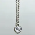 Collier pendentif cœur en cristal pour femme chaîne argentée minimaliste bijou charmant - Argent Blanc