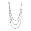Detailed close-up view of a multi-layered hip-hop pants chain featuring colorful skull beads. - Multicolor