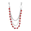 Three-layer red cube metal pants chain stylish hip-hop fashion bag hanging accessory for women - Triple Layer Cube Pants Chain / Red