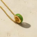Groene geëmailleerde ring hanger ketting gouden ketting vintage stijl sieraden - Groen