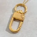 Gold metal keychain pendant necklace stylish key ring jewelry accessory for daily fashion wear - Lock-Shaped Keychain Necklaces