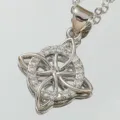 Collar con colgante estrella plateado, circonita cúbica cristal nudo entrelazado joya. - Patrón de Estrella de Plata