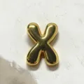 Gold puff letter X charm for DIY bracelet jewelry accessory, metal initial pendant fashion. - Letter X Charm Only / Gold