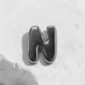 Metallic puffy letter N charm for DIY watch strap bracelet jewelry accessories fashion. - Letter N Charm Only / Silver