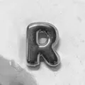 Silver puffy letter R charm for DIY watchband bracelet, sleek metal alphabet accessory - Letter R Charm Only / Silver