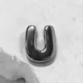 Silver chunky letter U charm pendant for DIY bracelet strap accessory minimalist fashion look. - Letter U Charm Only / Silver
