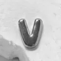 Silver Puffy Letter V Charm DIY Bracelet Accessory Minimalist Retro Style Metal Pendant - Letter V Charm Only / Silver