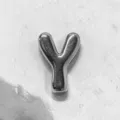Silver Puffy Letter Y Charm DIY Bracelet Accessory Metal Alphabet Pendant for Jewelry - Letter Y Charm Only / Silver