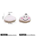 Stainless steel oil drop smiling cloud pendant charm detail showing size and dimension specs. - Pendant Only / Gold Bezel Blush Smiling Face Cloud Enamel Pendants