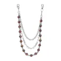 Fashion multi-layer pants chain with colorful football beads and silver metal chains for jeans. - Colored Electroplated Ball Style