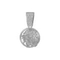 Zilveren hiphop Jezus portret ronde hanger ketting met glinsterende strass stenen. - Enkele Hanger (Geen Ketting) / Zilver