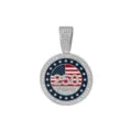 Volledige strass legering vs vlag 250e verjaardag hanger voor mode cubaanse ketting sieraden. - Alleen zilveren hanger