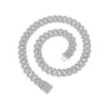 14mm Eisige Kubanische Gliederkette Hip Hop Strass Halskette für Herren Damen Schmuck - 16cm / Silber