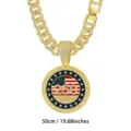 Gouden cuban schakelketting met US vlag 250ste verjaardag strass hanger 50cm lang - Goud met Cubaanse schakelketting / 50cm