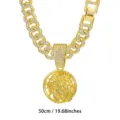 Hiphop Cubaanse schakelketting met reliëf portret ronde hanger en glinsterende strass - 50cm Cubaanse Ketting / Goud
