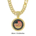 Gouden strass Cubaanse ketting met US 250e verjaardag medaillon hanger sieraden. - Goud met Cubaanse schakelketting / 60CM