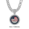 Bonito collar cadena cubana colgante bandera americana pedreria 250 aniversario 50cm - Plata con cadena cubana / 50cm