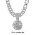 Hiphop ijskoude cubaanse schakelketting ketting met reliëf portret hanger 50cm. - 50cm Cubaanse Ketting / Zilver
