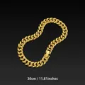 Gold cuban chain necklace for women and men, stylish chunky metal choker jewelry piece. - 30cm / Gold