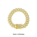 Goldene eisige kubanische Gliederkette Armband 16cm 6.3 Zoll Strass Hip Hop Schmuck für Herren - 16cm / Gold