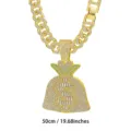 Herren Hip-Hop goldene Kubanische Kette Halskette mit Strass Gelbbeutel Anhänger Schmuck - Halsketten-Set / 50cm / Gold