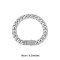 Silberner Kubanischer Gliedenarmband mit Diamant Schließe Hip Hop Schmuck 16cm Länge - 16cm / Silber