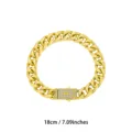 Goldschmuck im kubanischen Ketten-Stil mit Strassverschluss, 18 cm Hip-Hop Armband Accessoire - 18cm / Gold