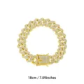 Goldene eisige kubanische Gliederarmband 14mm Strass Curb Kette Schmuck Damen Herren - 18cm / Gold
