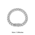 Modisches silbernes Kubanerkettchen Armband mit glänzendem Strass Verschluss 18cm lang - 18cm / Silber