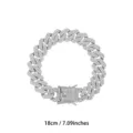 Silberner Strass Besetzte Kubanische Glieder Kette Hip Hop Stil Armband 18cm lang - 18cm / Silber