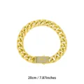 Gold Cuban Link Chain Bracelet Rhinestone Clasp Hip Hop Jewelry 20cm Length Stylish - 20cm / Gold