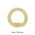 Bracciale Catena Cubana Oro 20cm 7.87 Pollici Gioielli Strass Hip Hop Da Uomo - 20cm / Oro