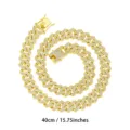Collana con catena cubana ghiacciata da 14 mm per uomo donna 40 cm Fibbia quadrata - 40CM / Oro