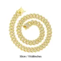 Catena maglia cubana oro 14mm collana con zirconi stile diamante per uomo e donna 50cm - 50cm / Oro