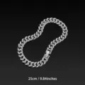 Silver metal curb chain necklace 25cm fashion jewelry versatile trendy accessory for men - 25cm / Silver