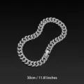 Silver Cuban link chain necklace, 30cm metallic choker chain for women and men, fashion jewelry. - 30cm / Silver