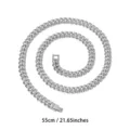 Silver Cuban link chain necklace for men and women, simple stainless steel jewelry, 55cm long - 50cm / Silver