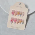 Künstliche Mandelnägel mittlerer Länge mit 3D Eisblumen und Seestern Design im Set. - XS/Einzelgröße 10er-Pack