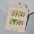 3d fake nails green leaf press on nails cute bee floral false nail art set 30pcs kit - XS/Single Size 10-Piece Pack