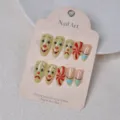 Almond press on nails set with cute clown and candy 3D gel designs for daily fashion wear. - 10 Pieces/Pack (XS Single Size)