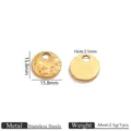Stainless steel sun moon star round pendant charm DIY necklace jewelry making accessory 15.8mm - Gold Round Star and Moon Pendant