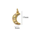 Stainless Steel Gold Moon Star Pendant 15x8mm DIY Necklace Earring Jewelry Accessory - Rhinestone Inlaid Moon Style