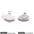 Stainless steel enamel cloud charm pendant with smiling face for DIY handmade jewelry making. - Pendant Only / Steel Bezel Blush Smiling Face Cloud Enamel Pendants