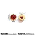 Stainless steel red crystal heart pendant DIY jewelry charm for necklace bracelet earring - Red