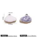 Stainless Steel Drip Oil Cloud Pendant DIY Charm Bracelet Necklace Jewelry Accessories - Pendant Only / Gold Bezel Chinese Style Line Ocean Wave Print Cloud Enamel Pendants