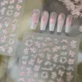 3D holographic butterfly nail art stickers set with gorgeous iridescent floral gold foil details - 3D Butterfly Flower (CO-614) / Shell Color